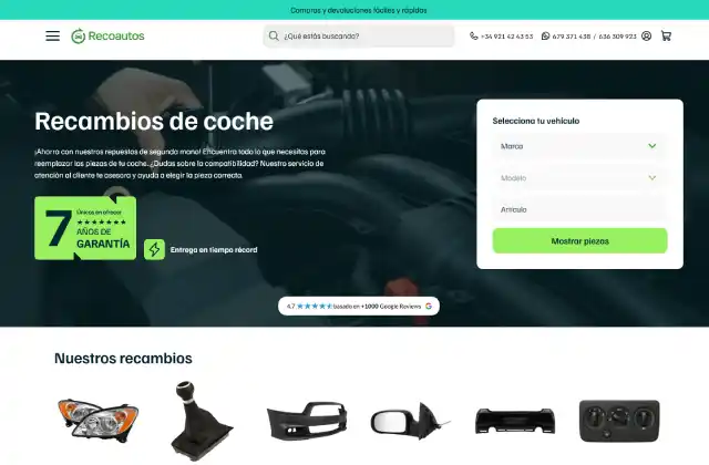 Projecte ecommerce Recoautos amb més de 300.000 productes